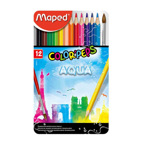 마패드 컬러펩스 수채색연필 틴 12색세트