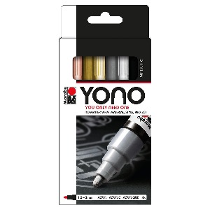 마라부 요노 YONO 수성 페인트마카 메탈 4색 세트(1.5-3mm)