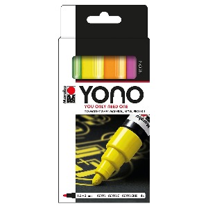 마라부 요노 YONO 수성 페인트마카 형광 4색 세트(1.5-3mm)